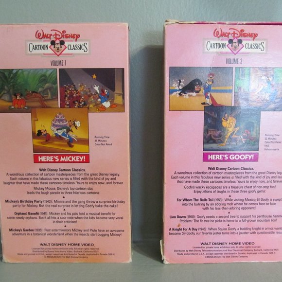 Walt Disney Vtg Here's Mickey Mouse & Here's Goofy 2 VHS Tapes - Picture 3 of 11